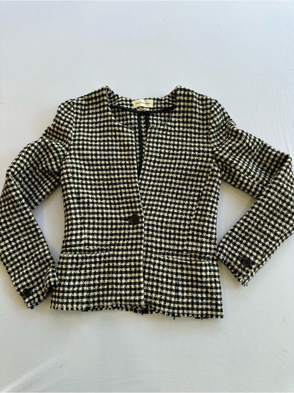 Isabel Marant Etoile Houndstooth Tweed Single-Button Blazer - Black & White Sz 2
